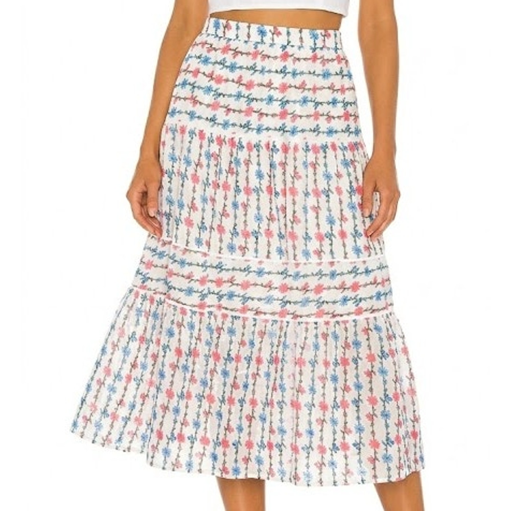 Anthropologie Foxiedox Tiered Floral Midi Skirt - NWT L
